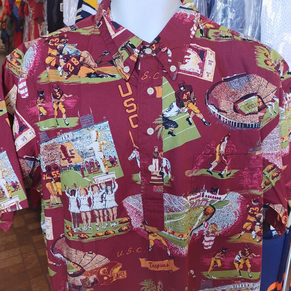 Vintage USC TROJANS NCAA Reyn Spooner Cotton Hawaiian Shirt XXL