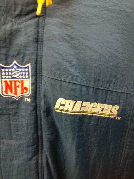 Vtg 90s SAN DIEGO CHARGERS NFL Starter Back Patch Hooded Jacket M