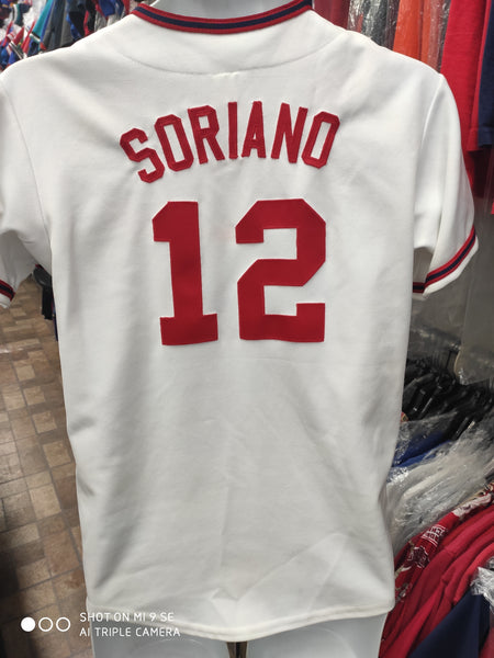 Vtg #12 ALFONSO SORIANO Washington Nationals MLB Majestic Jersey YL – XL3  VINTAGE CLOTHING