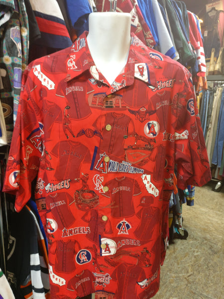Vintage ANAHEIM ANGELS MLB Reyn Spooner Cotton Hawaiian Shirt XL