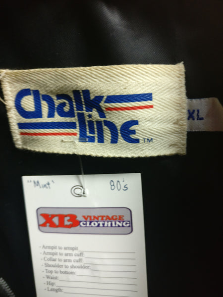 Vintage 80s SAN JOSE SHARKS NHL Back Patch Chalk Line Varsity Jacket M