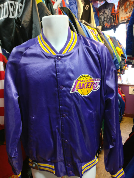 Vintage 80s LOS ANGELES LAKERS NBA Purple Chalk Line Nylon Jacket