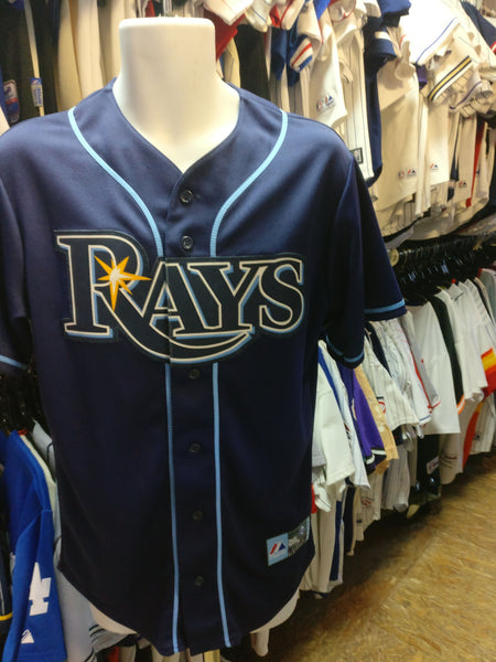 NWT Majestic Tampa Bay Rays 1970s MLB Throwback Youth Jersey - Navy Blue