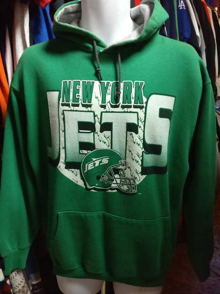 Vintage 90s NEW YORK JETS NFL Team Rated Hooded Sweatshirt L