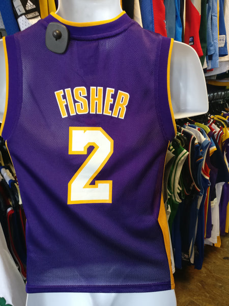 Vintage #2 DEREK FISHER Los Angeles Lakers NBA Adidas Jersey YS
