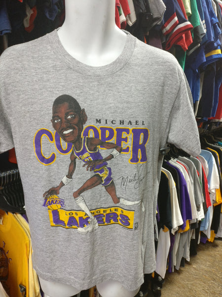Vtg '87 #21 MICHAEL COOPER Los Angeles Lakers NBA Caricature T