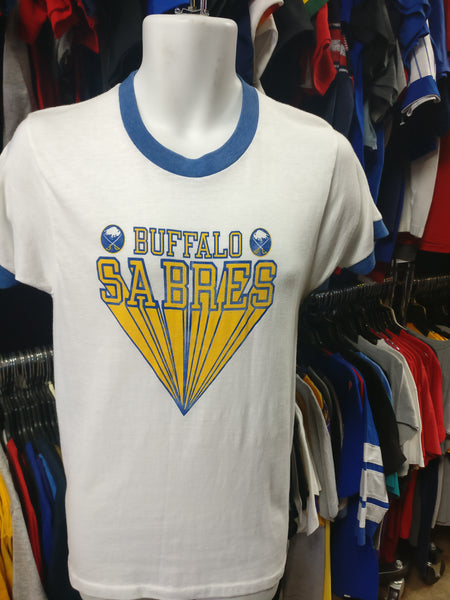 80s Buffalo Sabres Logo NHL Stroh's Beer Ringer t-shirt Medium - The  Captains Vintage