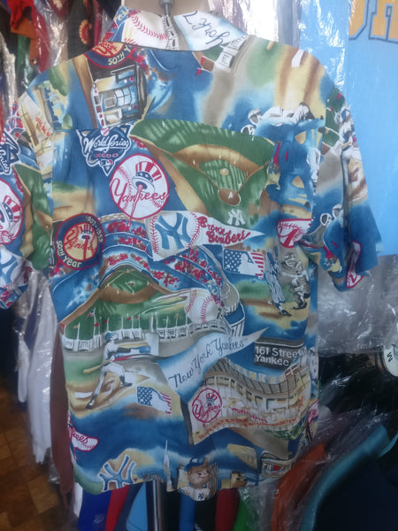Vintage New York Yankees MLB Reyn Spooner Rayon Hawaiian Shirt XL