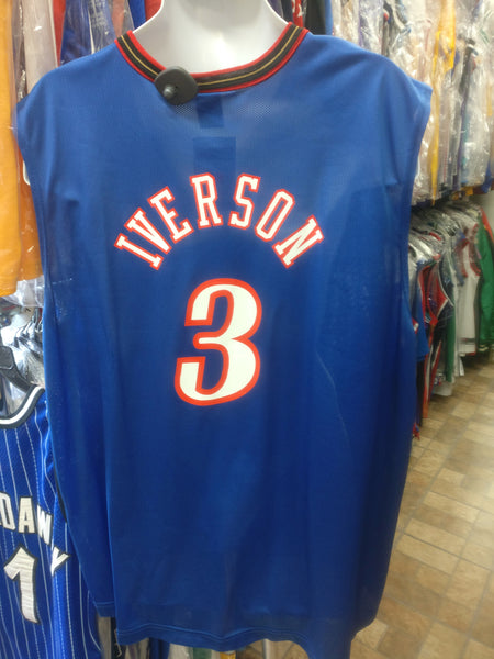 Vintage NIKE Philadelphia 76ers Iverson 3 NBA Basketball Jersey Vest Blue  Large