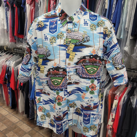 Vintage LOS ANGELES DODGERS MLB Reyn Spooner Cotton Hawaiian Shirt L