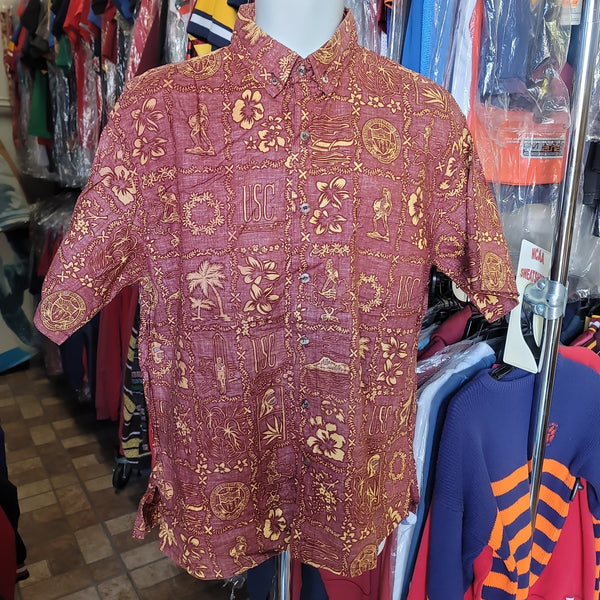 Vintage USC TROJANS NCAA Ke Nui Cotton Hawaiian Shirt L