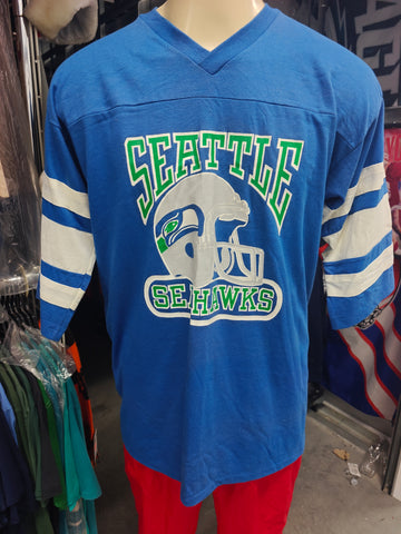 Vintage 80s SEATTLE SEAHAWKS NFL Logo 7 T-Shirt XL(Deadstock)