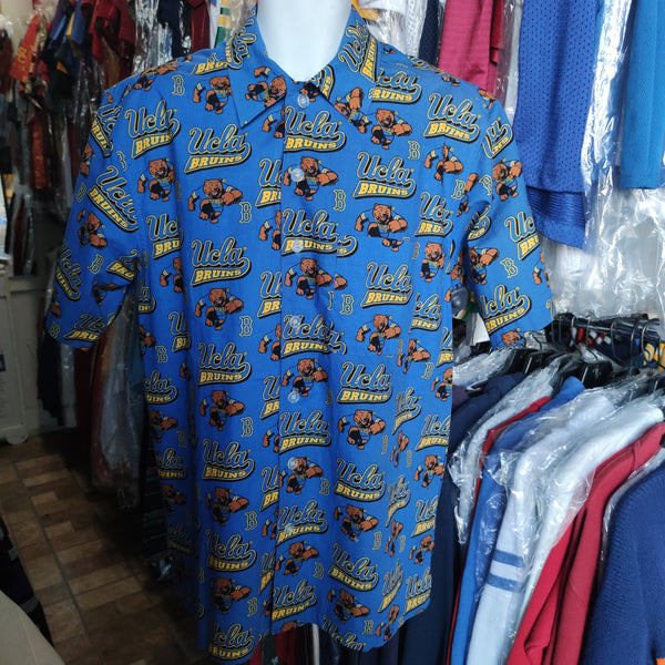 Vintage UCLA BRUINS NCAA Broad Bay Cotton Hawaiian Shirt L