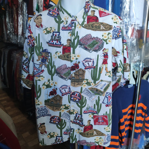 Vintage ARIZONA WILDCATS NCAA Reyn Spooner Cotton Hawaiian Shirt XL