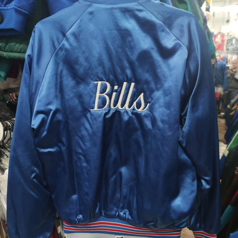 Vtg 80s BUFFALO BILLS NFL Back Embroidery Chalk Line Nylon Jacket XL
