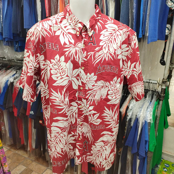 Vintage ANAHEIM ANGELS MLB Reyn Spooner Cotton Hawaiian Shirt XXL