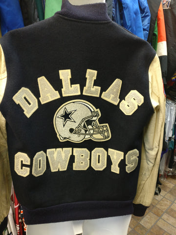 Vintage 80s DALLAS COWBOYS NFL Back Patch Chalk Line Varsity Jacket S