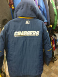 Vtg 90s SAN DIEGO CHARGERS NFL Starter Back Patch Hooded Jacket M