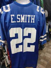 22 EMMITT SMITH Dallas Cowboys NFL RB Blue/White Throwback Jersey