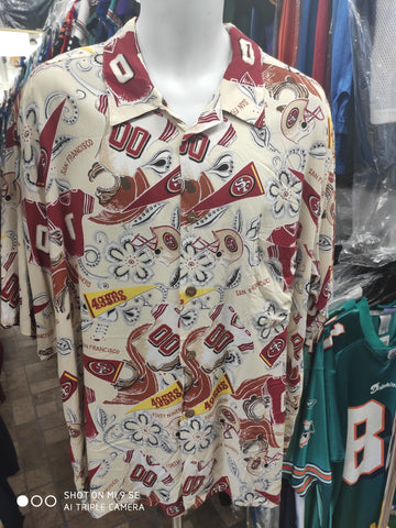 Vintage SAN FRANCISCO 49ERS NFL Sun or Turf Rayon Hawaiian Shirt XL