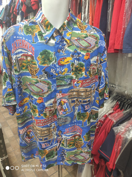 Vintage KANSAS JAYHAWKS NCAA Reyn Spooner Hawaiian Shirt L
