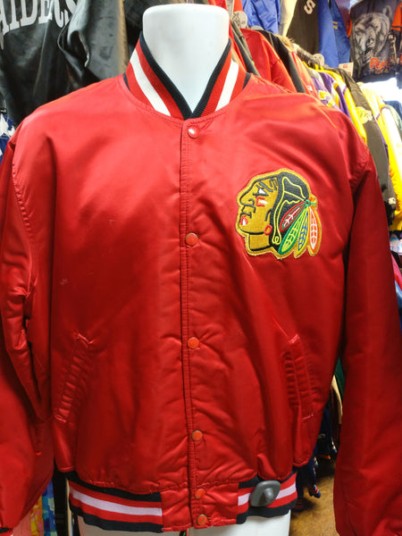 Vintage 80s CHICAGO BLACKHAWKS NHL Starter Nylon Jacket L - #XL3VintageClothing