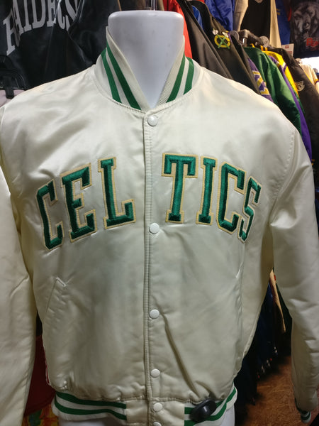 Vintage 80s BOSTON CELTICS NBA White Starter Nylon Jacket M - #XL3VintageClothing