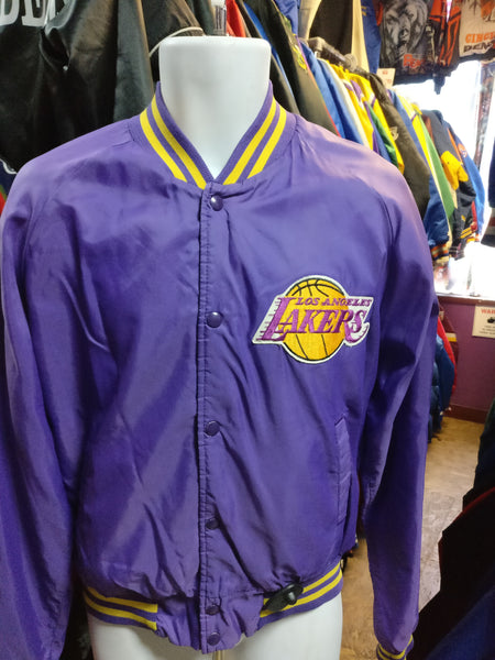 Vintage 80s LOS ANGELES LAKERS NBA Chalk Line Nylon Jacket L - #XL3VintageClothing