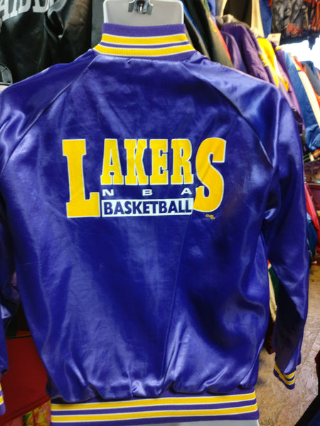 Vtg 80s LOS ANGELES LAKERS NBA Chalk Line Back Print Nylon Jacket18-20 - #XL3VintageClothing