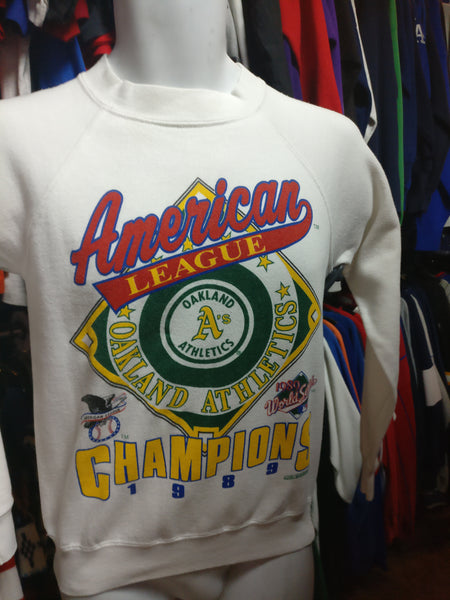 Vintage '89 OAKLAND A's MLB American League Champs Sweatshirt S - #XL3VintageClothing
