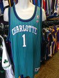 Vtg#1 BARON DAVIS Charlotte Hornets NBA Pinstripe Jersey 52(Deadstock) - #XL3VintageClothing