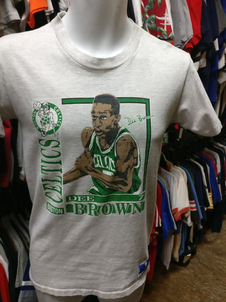 Vtg 90s #7 DEE BROWN Boston Celtics NBA Back Print Nutmeg T-Shirt YL