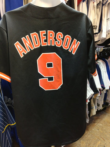 Vtg #9 BRADY ANDERSON Baltimore Orioles MLB Majestic Jersey L (Signed)