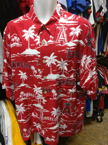 Vintage ANAHEIM ANGELS MLB Reyn Spooner Rayon Hawaiian Shirt XL