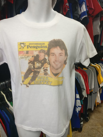 Vintage 80s #77 PAUL COFFEY Pittsburgh Penguins NHL T-Shirt L