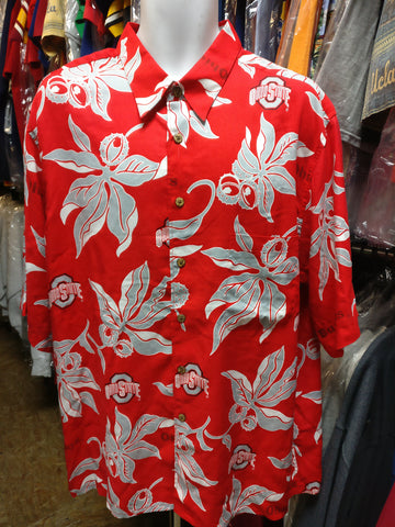 Vintage OHIO STATE BUCKEYES NCAA Reyn Spooner Rayon Hawaiian Shirt XL