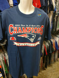 Vtg'04NEW ENGLAND PATRIOTS 2 In a Row AFC Champs T-Shirt M (Deadstock)
