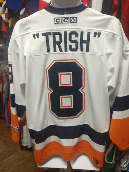 Vtg #8 TRISH New York Islanders NHL CCM Jersey M (Signed)
