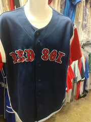 Vintage True Fan Boston Red Sox MLB Red Navy Button Up Jersey