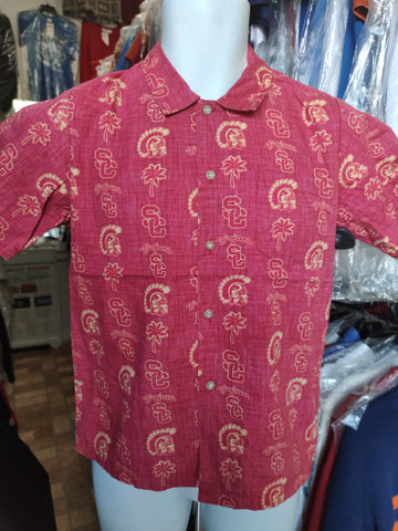 Vintage USC TROJANS NCAA Reyn Spooner Cotton Hawaiian Shirt YL