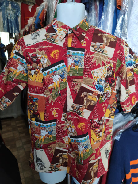 Vintage USC TROJANS NCAA Reyn Spooner Cotton Hawaiian Shirt S